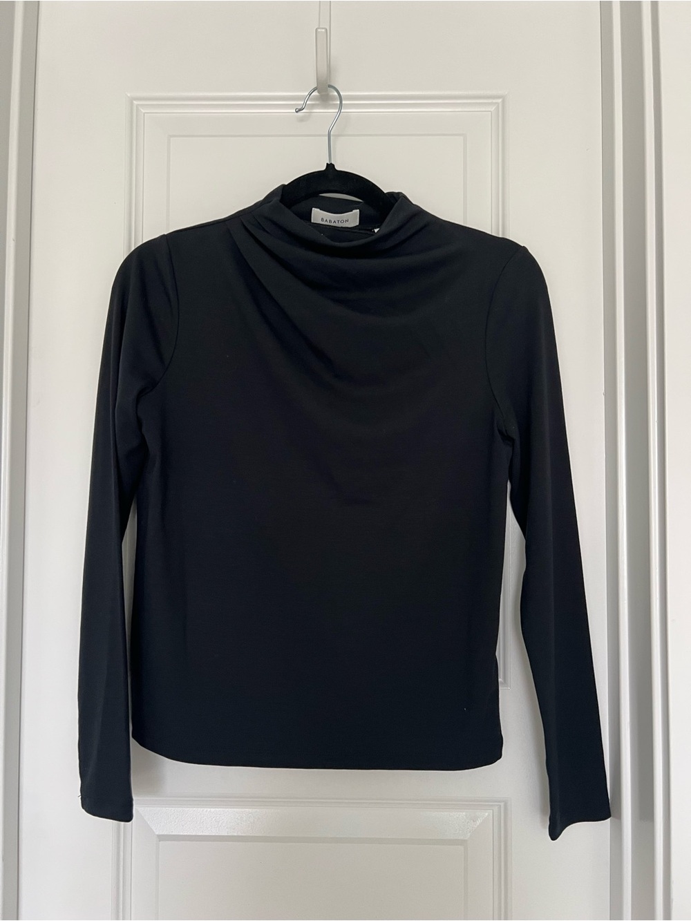 Aritzia Babaton Black Long-Sleeve Mock Neck Top